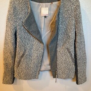 Rebecca Taylor Gray Bouclé Zip-Front Jacket